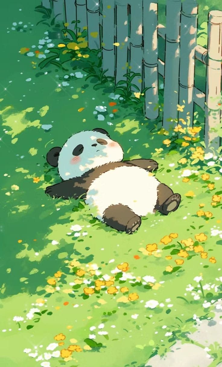 Lazy Panda in a Sunlit Bamboo Garden