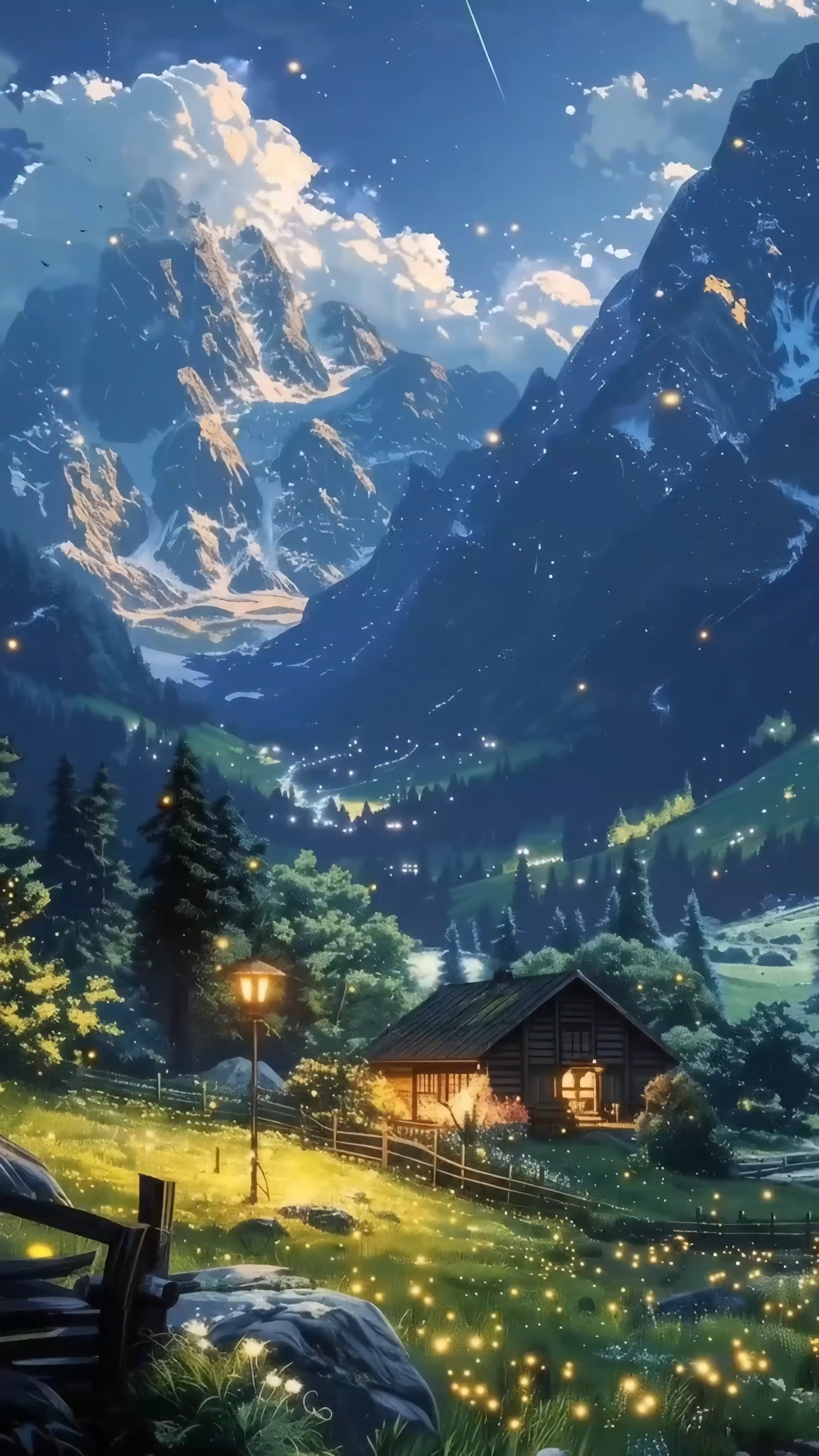 A Little Cabin Beneath the Starlit Mountains