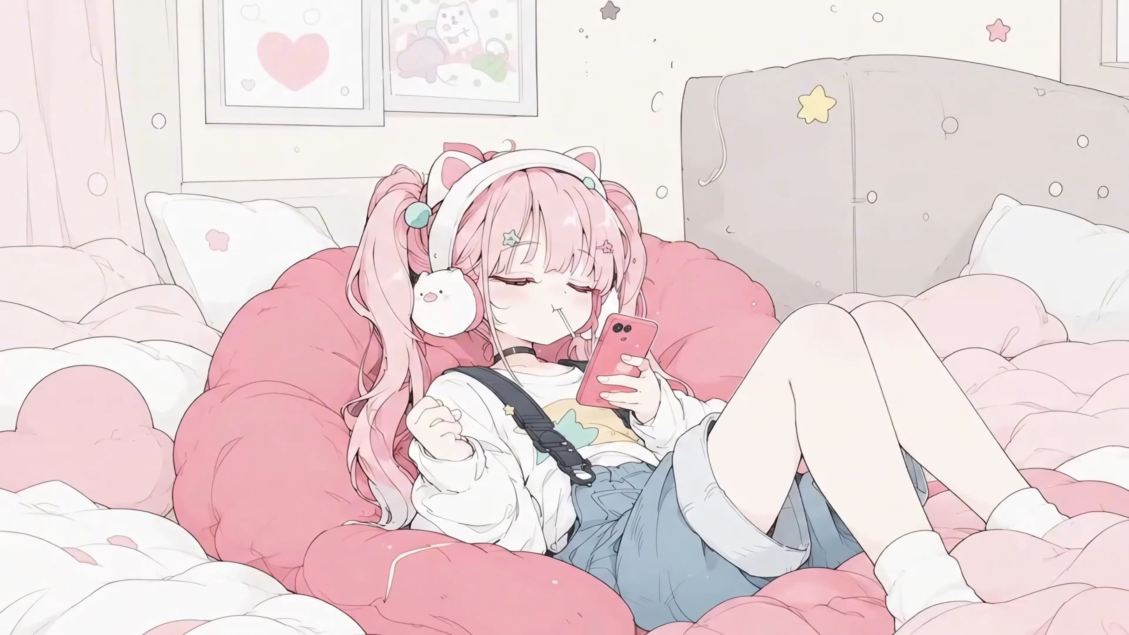 Cute Anime Girl Bedroom Wallpaper 4k Pc